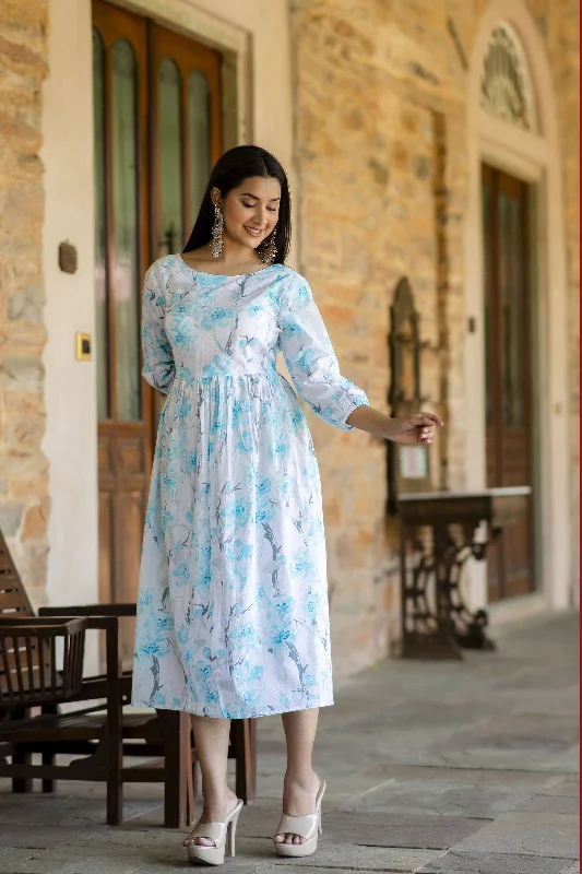 Weekend Deal Women Off White Floral Printed Mini Dress