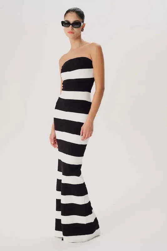 Great Deals Lehua Knit Dress Black and White Stripe