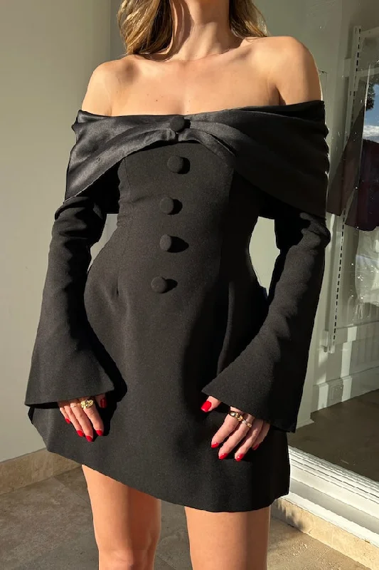 Price Rollback The Ultimate Muse Bow Mini Dress Black