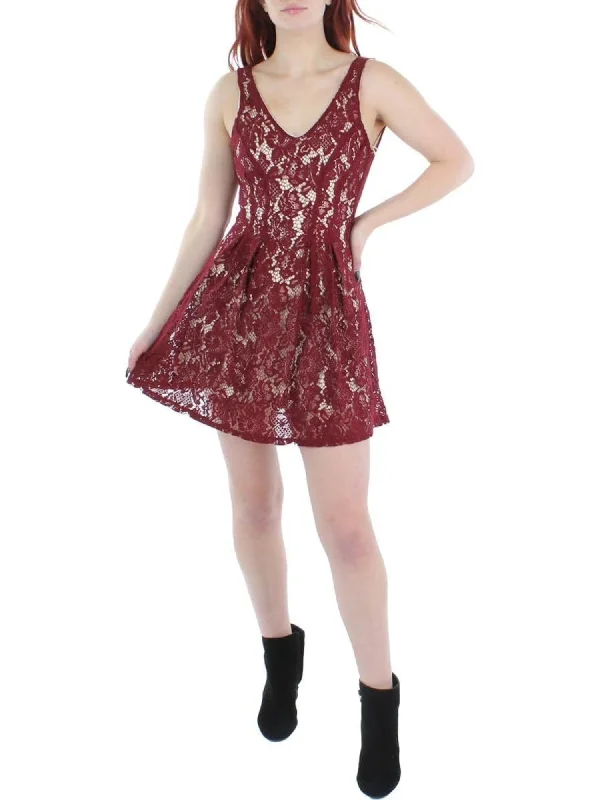 Holiday Sale CITY STUDIO Womens Burgundy Zippered Lined Sleeveless V Neck Mini Party Fit + Flare Dress Holiday Sale CITY STUDIO Womens Burgundy Zippered Lined Sleeveless V Neck Mini Party Fit + Flare Dress