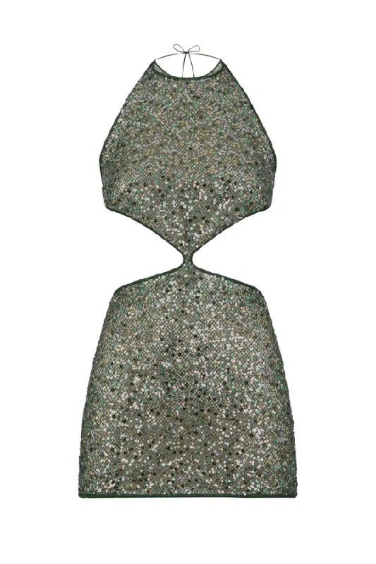 Limited Availability Netquins Cut Out Dress Metallic Green