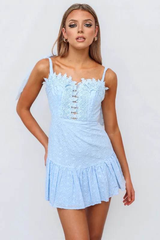 Now or Never Ria Mini Dress - Blue