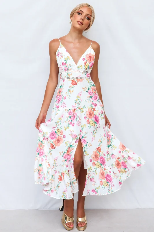 Take Advantage Tegan Midi Dress - White Floral