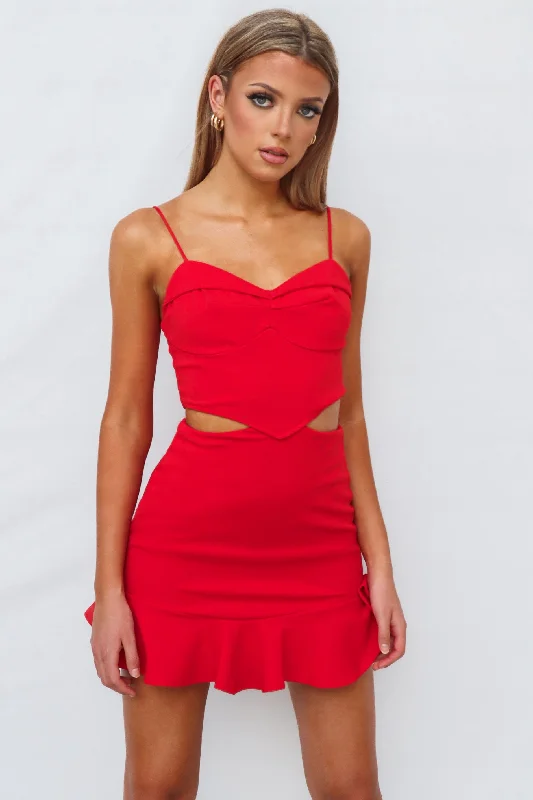 Discount Extravaganza Diamond Mini Dress - Red