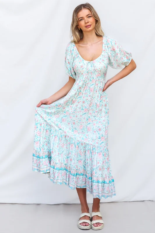 Quick Sale Kace Midi Dress - Blue Floral