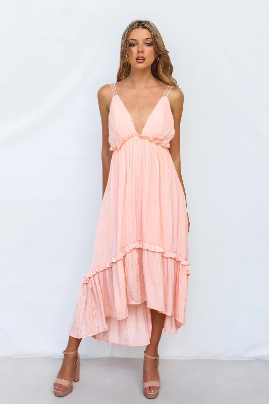 Don't Wait Wyoma Midi Dress - Peach