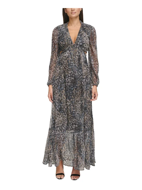 Price Blitz GUESS Womens Black Lined Open Lower Back Keyhole Printed Long Sleeve V Neck Maxi Empire Waist Dress Price Blitz GUESS Womens Black Lined Open Lower Back Keyhole Printed Long Sleeve V Neck Maxi Empire Waist Dress