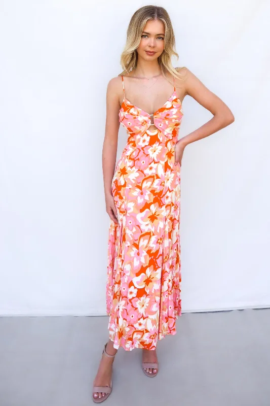 Deal Dash Janiya Midi Dress - Pink Floral