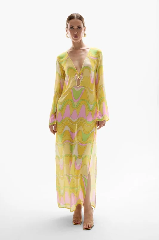 Midnight Madness Hotline Seastar Maxi Dress Wavy Gold