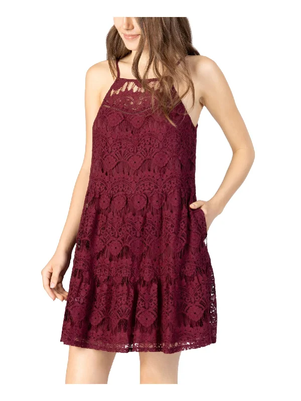 Buy More, Save More SPEECHLESS Womens Burgundy Sleeveless Halter Shift Dress