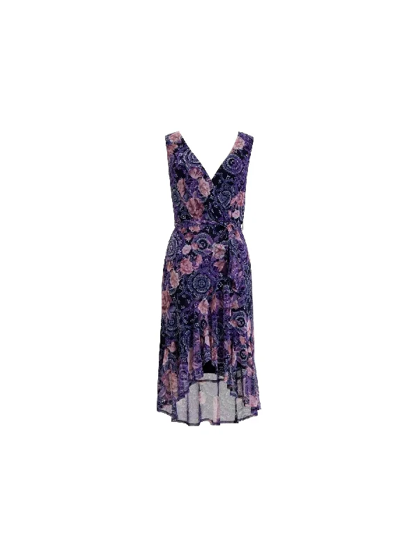Extra Savings CONNECTED APPAREL Womens Slitted Printed Sleeveless Surplice Neckline Midi Hi-Lo Dress Extra Savings CONNECTED APPAREL Womens Slitted Printed Sleeveless Surplice Neckline Midi Hi-Lo Dress