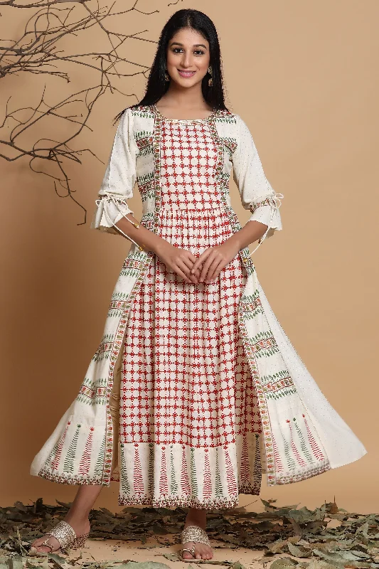 Stock Up and Save Women Ivory Liva Placement Print Dress