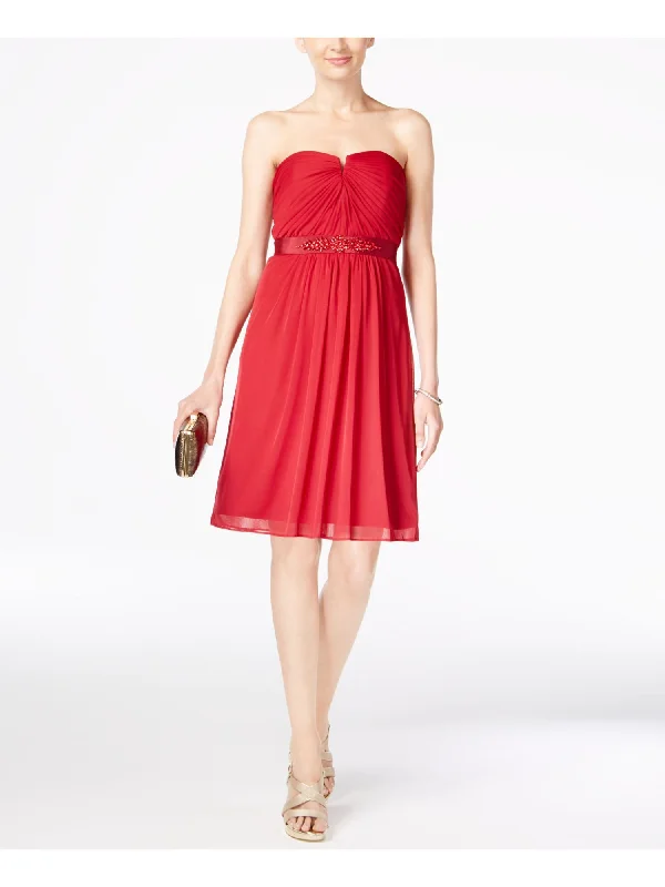 Bonus Savings ADRIANNA PAPELL Womens Embellished Ruched Sleeveless Strapless Evening Dress Bonus Savings ADRIANNA PAPELL Womens Embellished Ruched Sleeveless Strapless Evening Dress