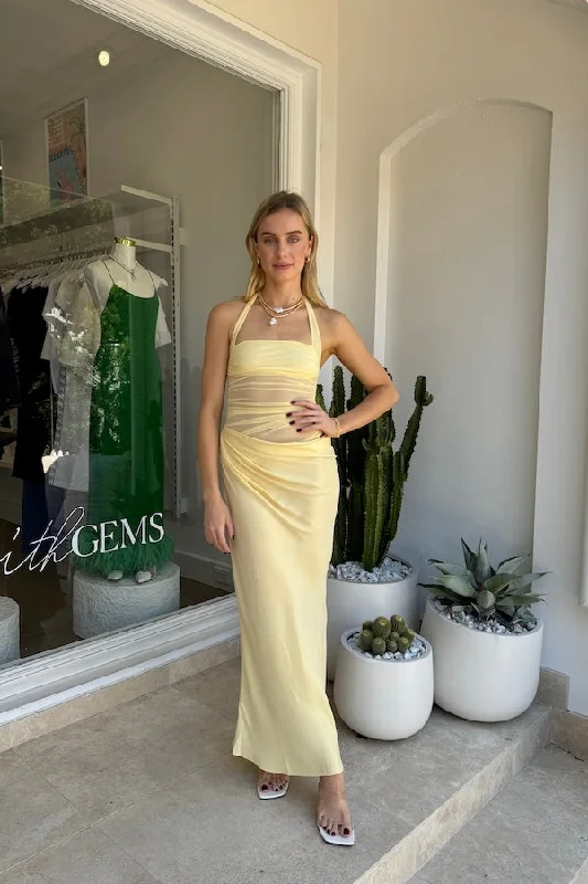 Price Drop Gina Halter Dress Yellow