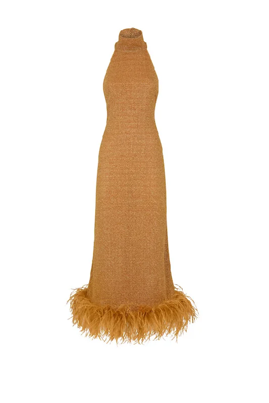 Early Access Lumiere Plumage Turtleneck Dress Toffee