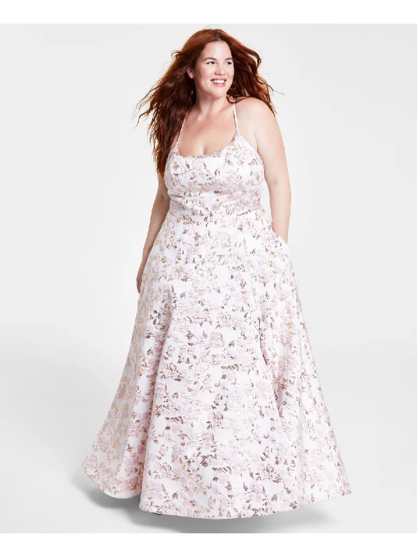 Take Advantage B DARLIN Womens White Zippered Pocketed Lined Spaghetti Strap Scoop Neck Full-Length Prom Gown Dress Take Advantage B DARLIN Womens White Zippered Pocketed Lined Spaghetti Strap Scoop Neck Full-Length Prom Gown Dress