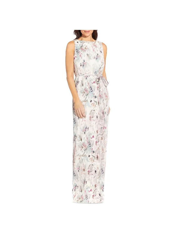Low Prices AIDAN MATTOX Womens Beige Textured Zippered Tie Waist Column Lined Floral Sleeveless Jewel Neck Full-Length Party Gown Dress Low Prices AIDAN MATTOX Womens Beige Textured Zippered Tie Waist Column Lined Floral Sleeveless Jewel Neck Full-Length Party Gown Dress