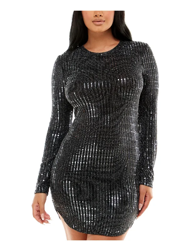 YEAR-End Clearance B DARLIN Womens Stretch Embellished Long Sleeve Jewel Neck Short Party Body Con Dress YEAR-End Clearance B DARLIN Womens Stretch Embellished Long Sleeve Jewel Neck Short Party Body Con Dress