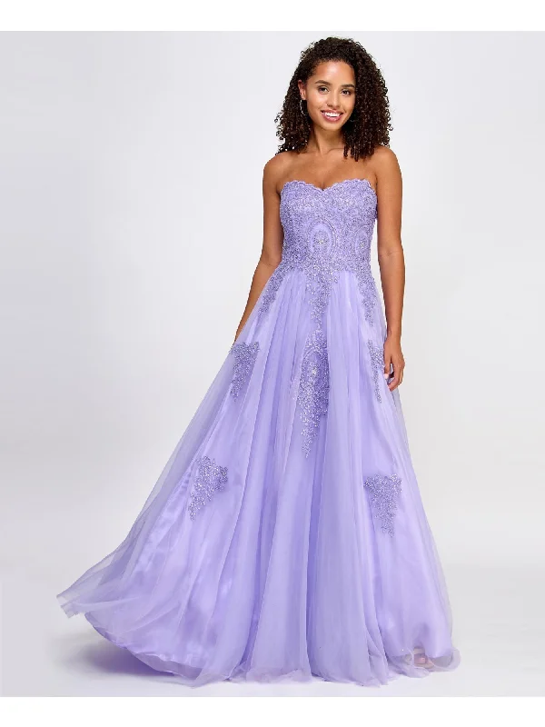 New Deals SAY YES TO THE PROM Womens Purple Mesh Embellished Lined Lace-up Corset Back Molded Cups Sleeveless Sweetheart Neckline Full-Length Prom Gown Dress New Deals SAY YES TO THE PROM Womens Purple Mesh Embellished Lined Lace-up Corset Back Molded Cups Sleeveless Sweetheart Neckline Full-Length Prom Gown Dress