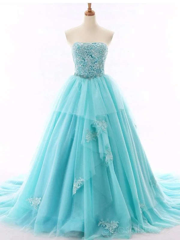 Deal Alert Tiffany Blue A-line Lace Cheap Long Evening Prom Dresses, Cheap Custom Sweet 16 Dresses, 18516