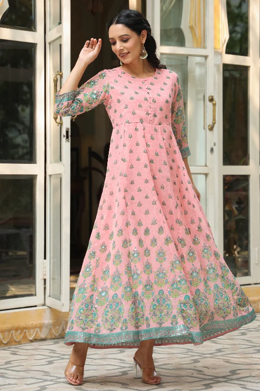 Exclusive Savings Women Pink Georgette Printed Dress