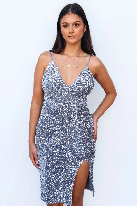Savings Alert Cece Sequin Dress - Silver