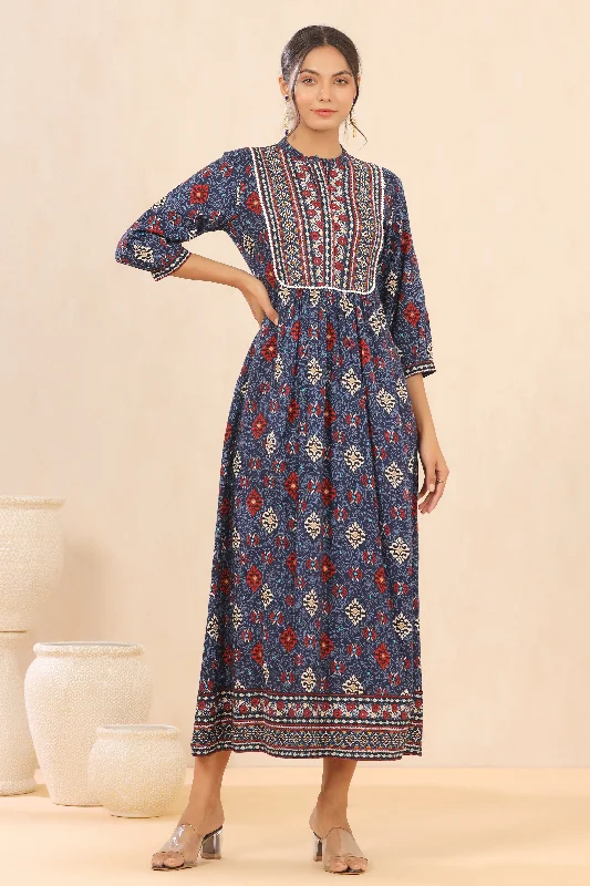 Big Savings Women Indigo Liva Printed Dress