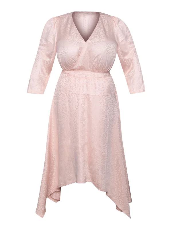 Super Bargain RACHEL RACHEL ROY Womens Pink 3/4 Sleeve Surplice Neckline Wear To Work Fit + Flare Dress Super Bargain RACHEL RACHEL ROY Womens Pink 3/4 Sleeve Surplice Neckline Wear To Work Fit + Flare Dress
