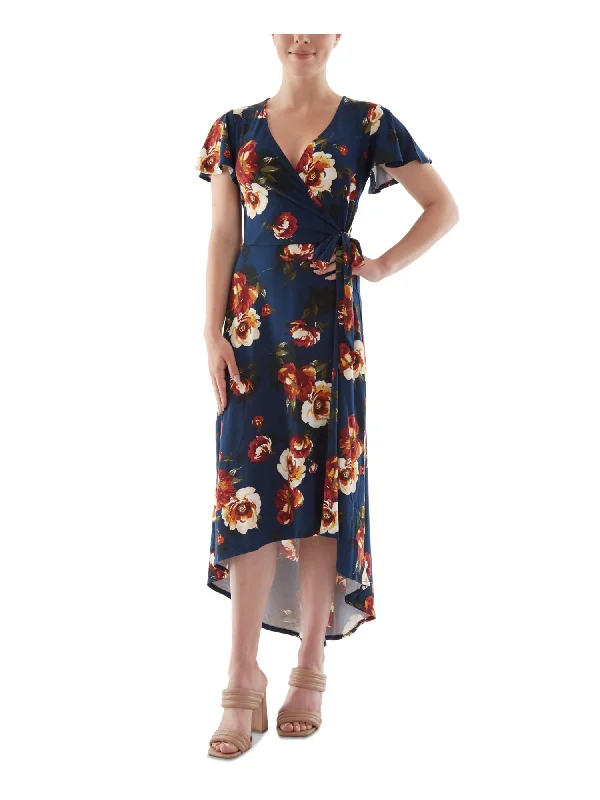 Grand Opening Sale BCX DRESS Womens Stretch Belted Floral Flutter Sleeve Surplice Neckline Midi Wear To Work Hi-Lo Dress Grand Opening Sale BCX DRESS Womens Stretch Belted Floral Flutter Sleeve Surplice Neckline Midi Wear To Work Hi-Lo Dress