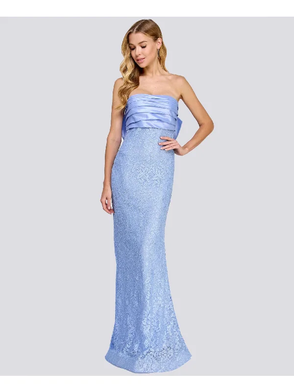 Special Buy CITY STUDIO Womens Light Blue Lined Lace Glitter Zippered Bow Accent Plea Sleeveless Strapless Full-Length Formal Gown Dress Special Buy CITY STUDIO Womens Light Blue Lined Lace Glitter Zippered Bow Accent Plea Sleeveless Strapless Full-Length Formal Gown Dress