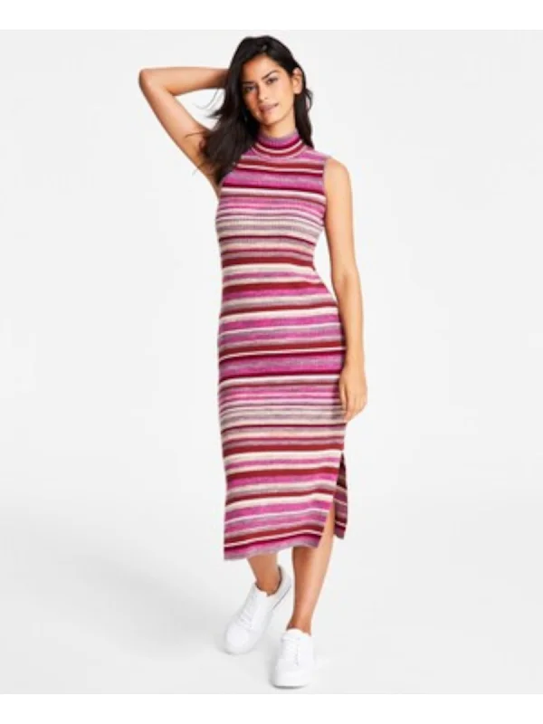 Customer Appreciation Sale CALVIN KLEIN JEANS Womens Pink Knit Ribbed Unlined Side Seam Slits Pullover Sleeveless Mock Neck Midi Party Body Con Dress Customer Appreciation Sale CALVIN KLEIN JEANS Womens Pink Knit Ribbed Unlined Side Seam Slits Pullover Sleeveless Mock Neck Midi Party Body Con Dress