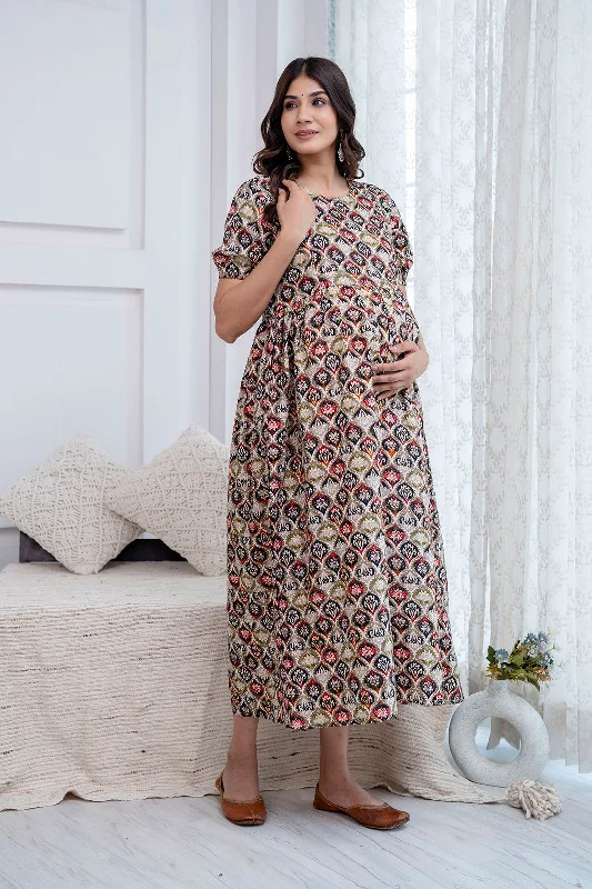 Savings Galore Fab Multi Printed Maternity Dress For Women