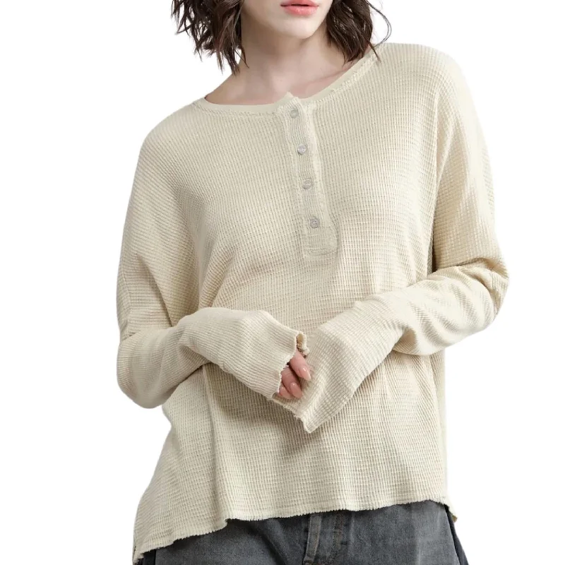 Special Buy Abbot Slim Sleeve Henley Top In Pigment Flour