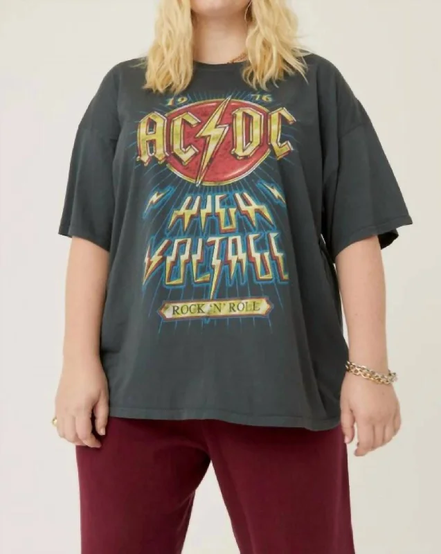 Sale Event Ac/dc 1976 High Voltage Tee In Vintage Black