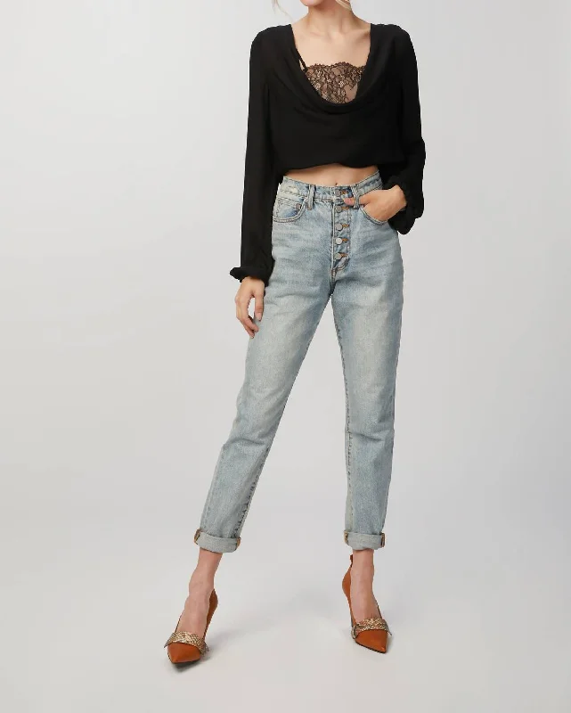 Last Chance Agnes Lace-Paneled Silk Blouse In Black