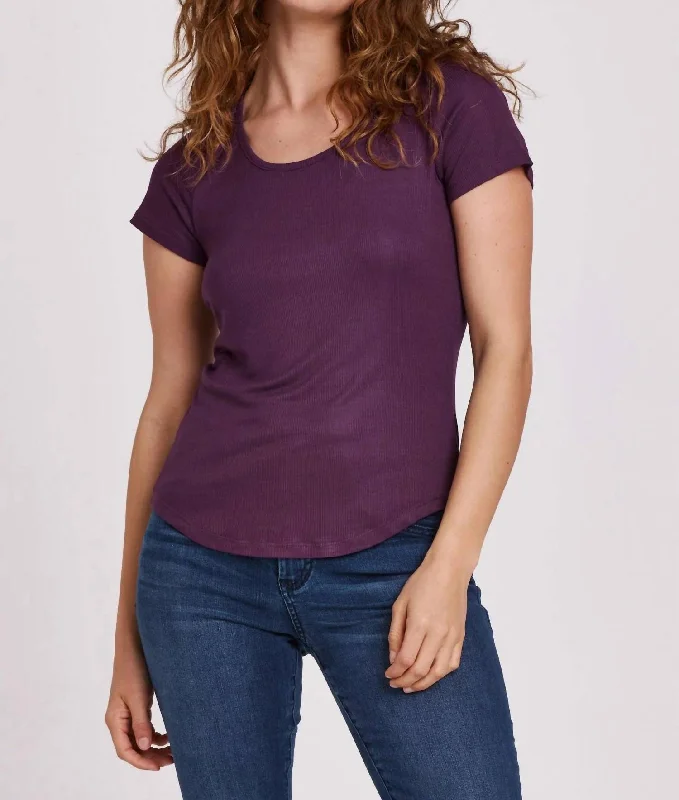Bargain Prices Aimee Scoop Neck Rib Top In Amethyst