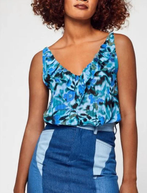 Incredible Offers Alex Watercolor Floral Cami Top In Blue