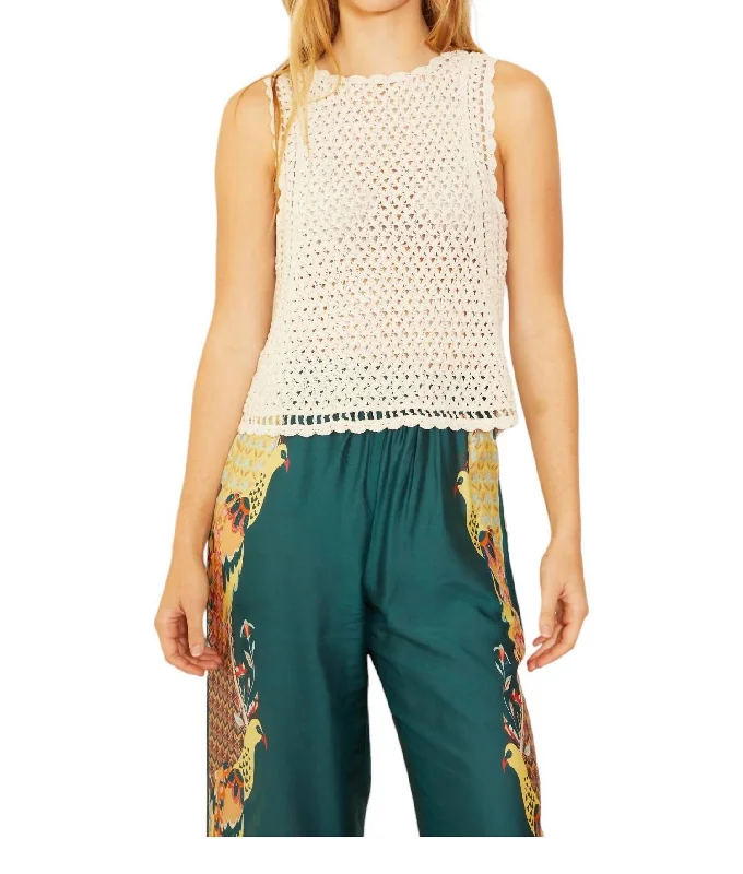Buy Now Amelie Hand Crocheted Top Natural In White