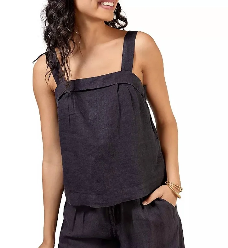 Today’s Deal Ami Linen Tank Top In Caviar Black