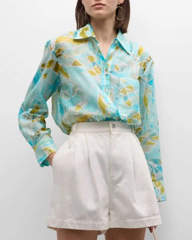 Discount Deals Andie Seaweed Print Shirt In Teal/multi