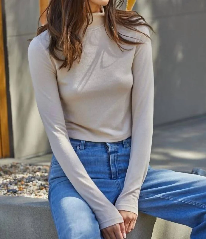 Final Clearance Another Latte Ribbed Turtleneck Top In Nude