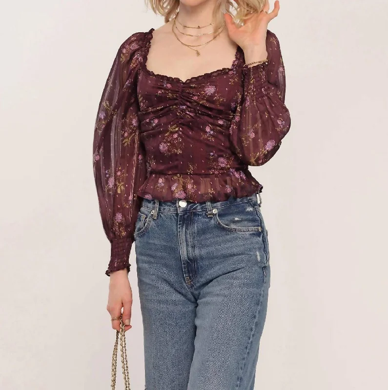 Act Fast Ariana Top In Aubergine
