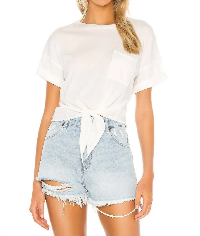 Buy Now Arlene Front Tie Pocket Tee In White