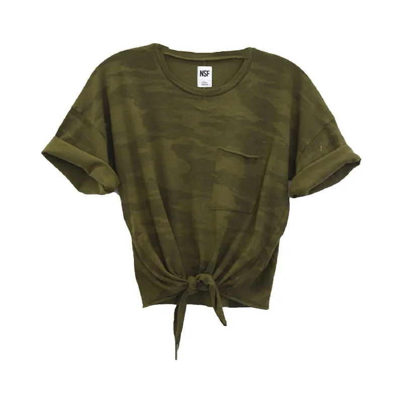 Overstock Sale Arlene Front Tie Tee In Camo
