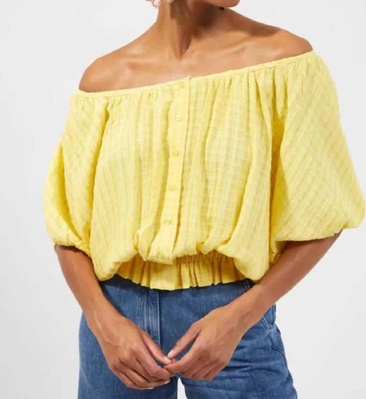Price Cut Artemas Broderie Scoop Neck Top In Blaze Yellow
