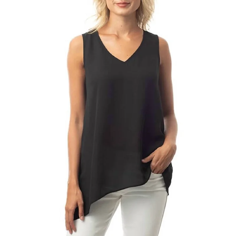 Major Savings Asymmetric Vneck Tank Top In Black