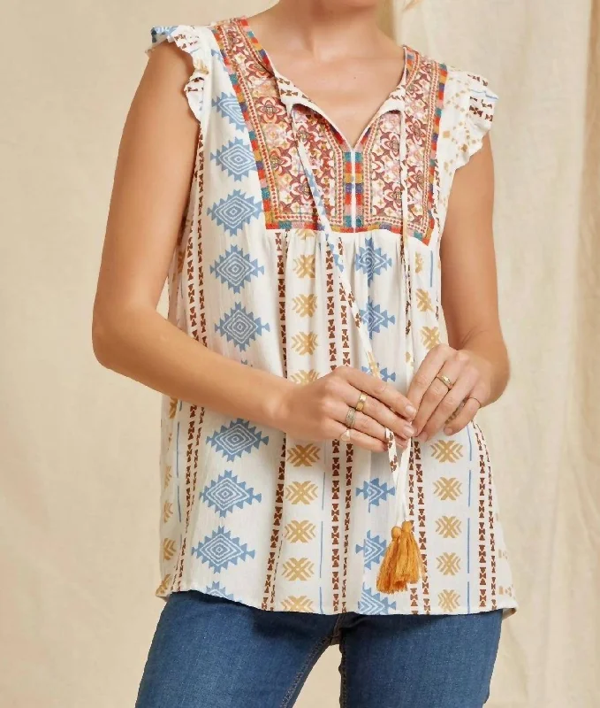 Reduced Prices Aztec Flutter Sleeve Tank In Multi