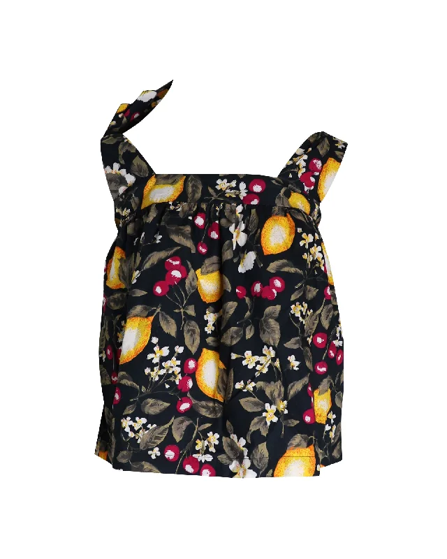 The Best Prices Ba&Sh Eiffel Printed Tie-Shoulder Top in Multicolor Cotton