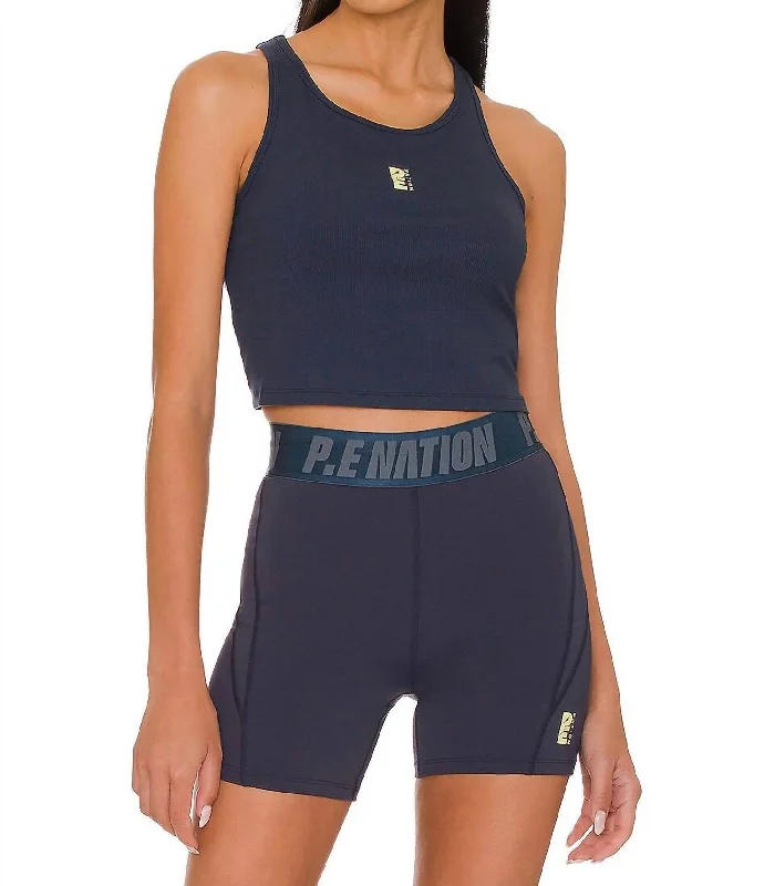 Get It Before It’s Gone Backcheck Tank Top In Midnight Navy