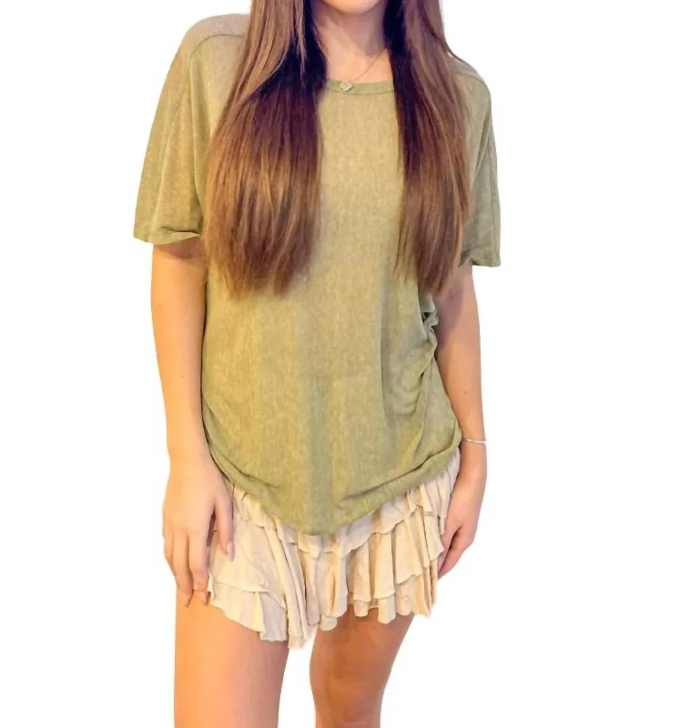 Deal of the Week Be My Baby Seamed Mesh Tee In Olive